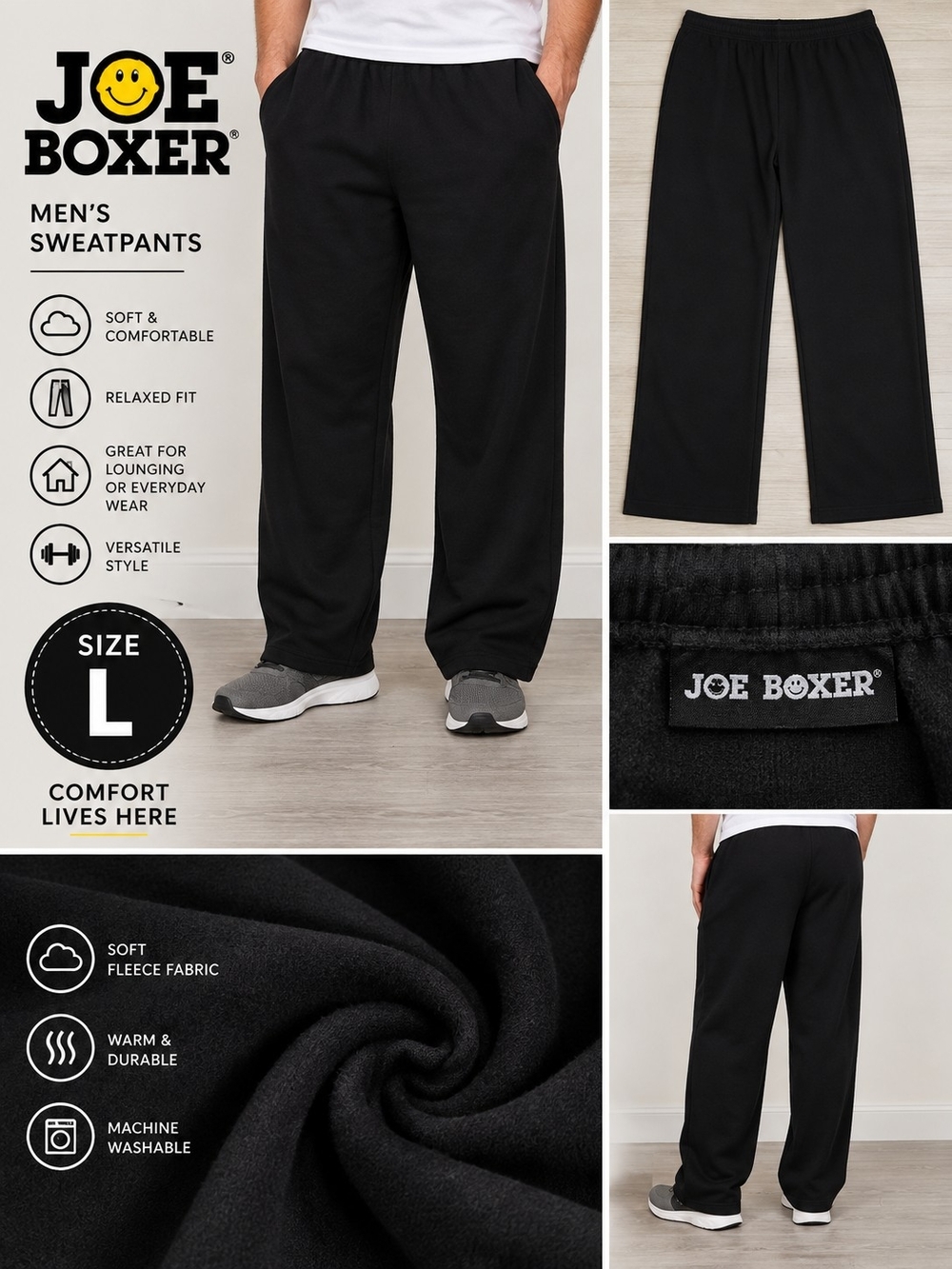 New joe boxer men's large black sweatpants #33